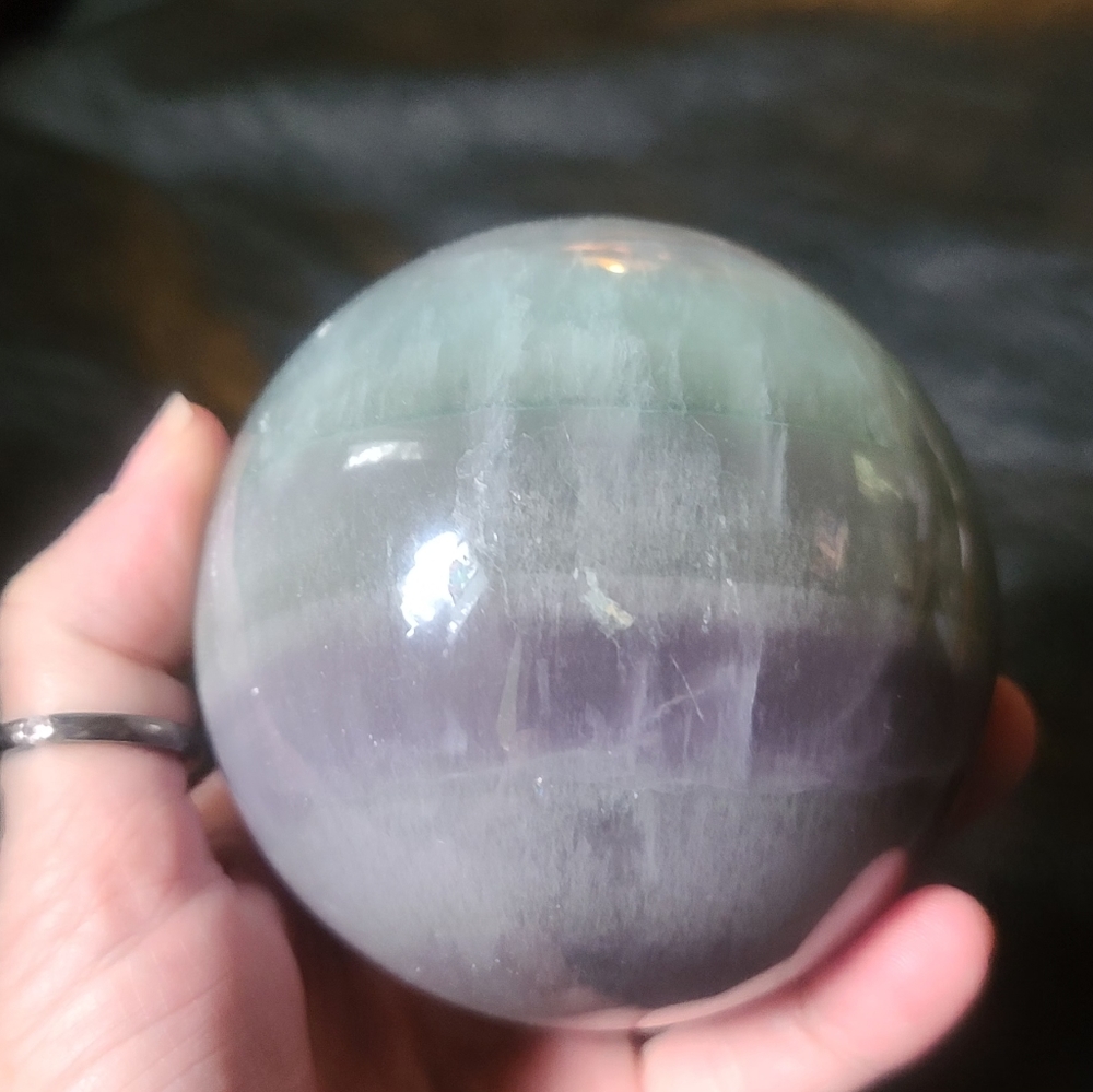 Beautiful rainbow Fluorite sphere #1 more than 8" diameter! - Picture 6 of 11